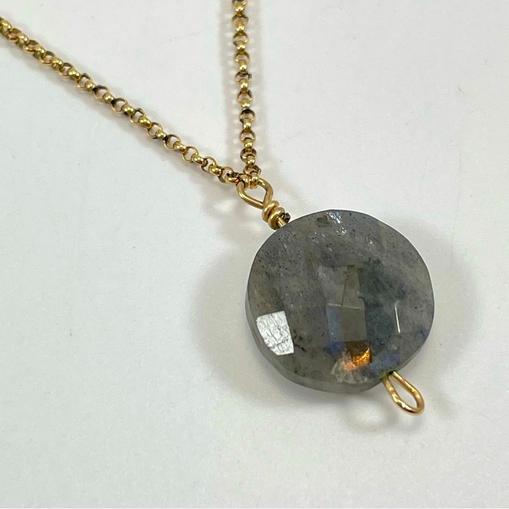 Necklace 14K Gold Filled Labradorite Pendant Minimalist Gemstone Boho Cute Chain